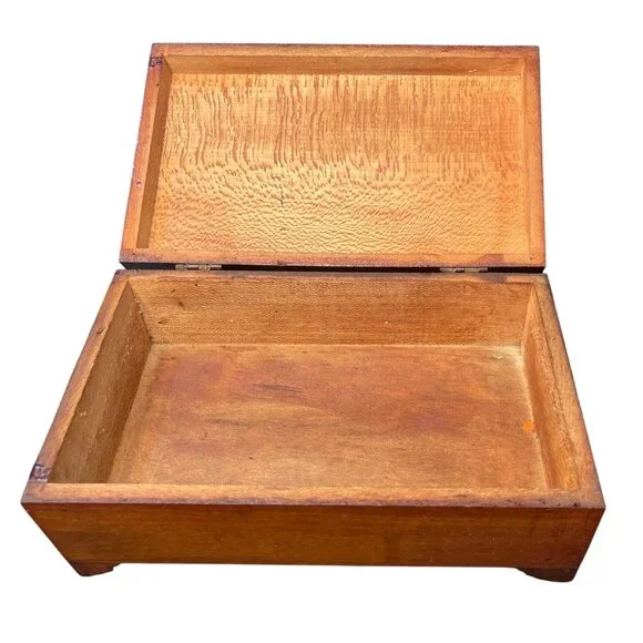 Vintage Moody Art Wooden Box Hinged Equestrian Hunting Dogs - Picture 5 of 6